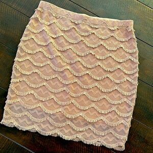 Elegant Cream Fringe Skirt